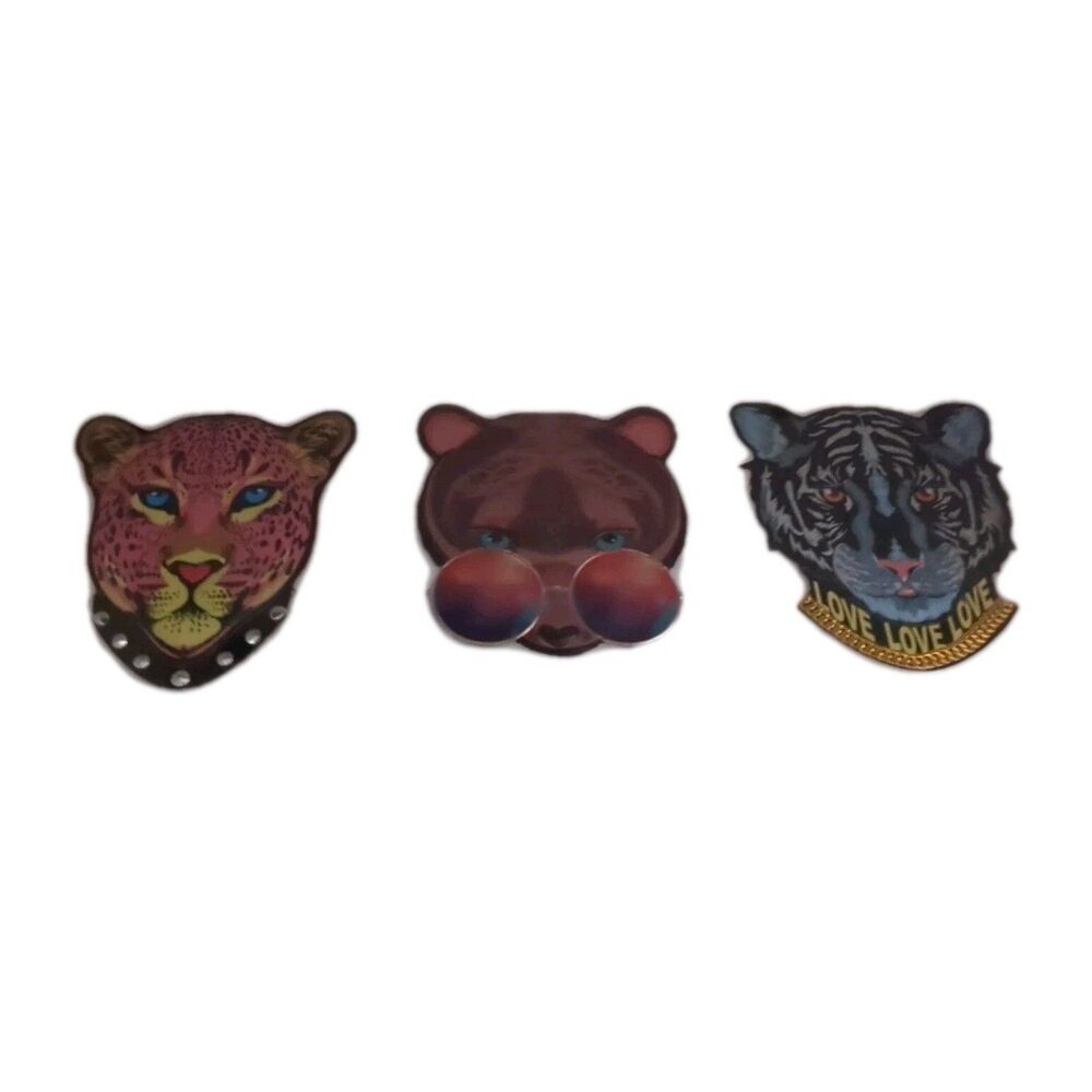 (3) Crafters Square Stickers Embossed Leopard / Tiger / Bear Dimensional Raised